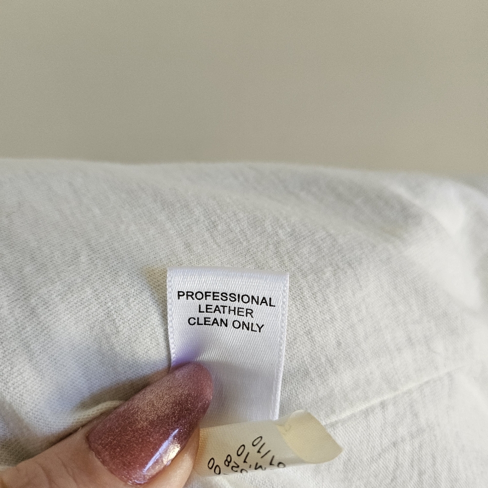 Leather Moto Jacket White Women's Classic M Professionally Cleaned - Picture 10 of 10